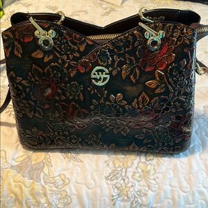 Floral Embossed Leather Bag